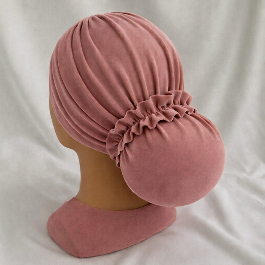 טורבן קטיפה דו צדדי ורוד