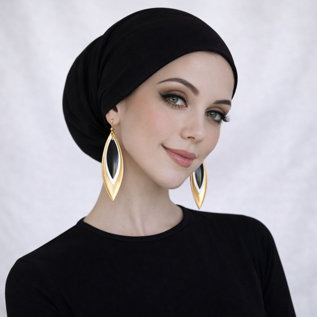 עגילים שחור זהב