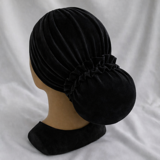 טורבן קטיפה דו צדדי שחור