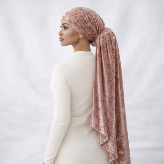 מטפחת לונג קטיפה בצבע ניוד כהה