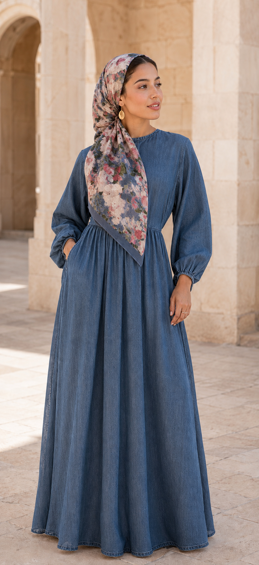 מטפחת מרובעת פרחונית דגם מאי